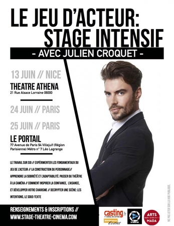 Casting.fr collabore pour la seconde fois avec Julien Croquet pour ces stages intensifs de jeu d'acteur